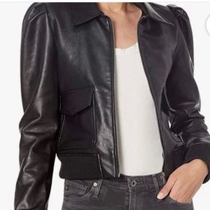 Bb Dakota Puff Sleeve Leather Bomber